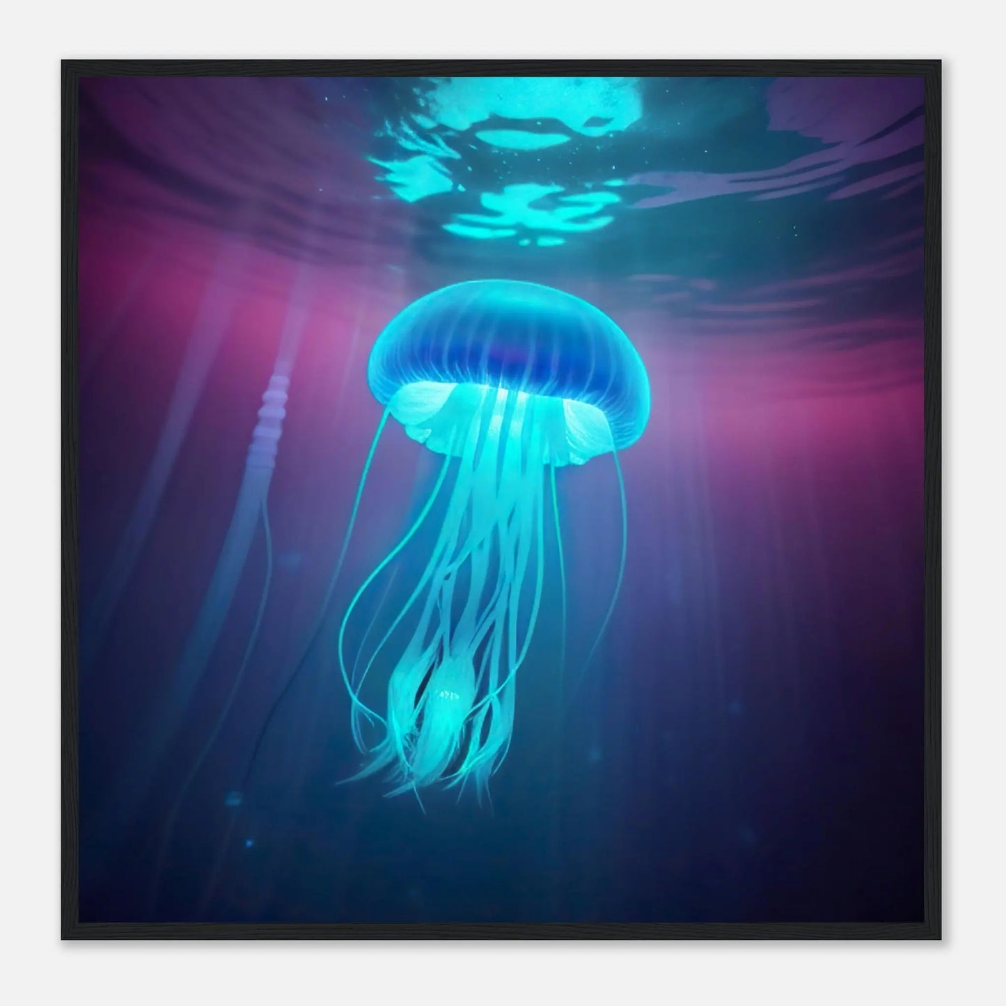 Gerahmtes Premium-Poster - Qualle - Digitaler Stil, KI-Kunst - RolConArt, Unterwasserlandschaften, 70x70-cm-28x28-Schwarzer-Rahmen