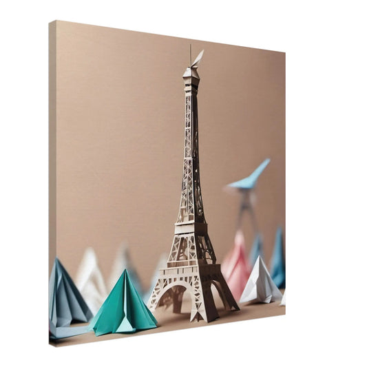 Leinwandbild - Eiffelturm - Origami Stil, KI-Kunst - RolConArt, Origami Kunst,