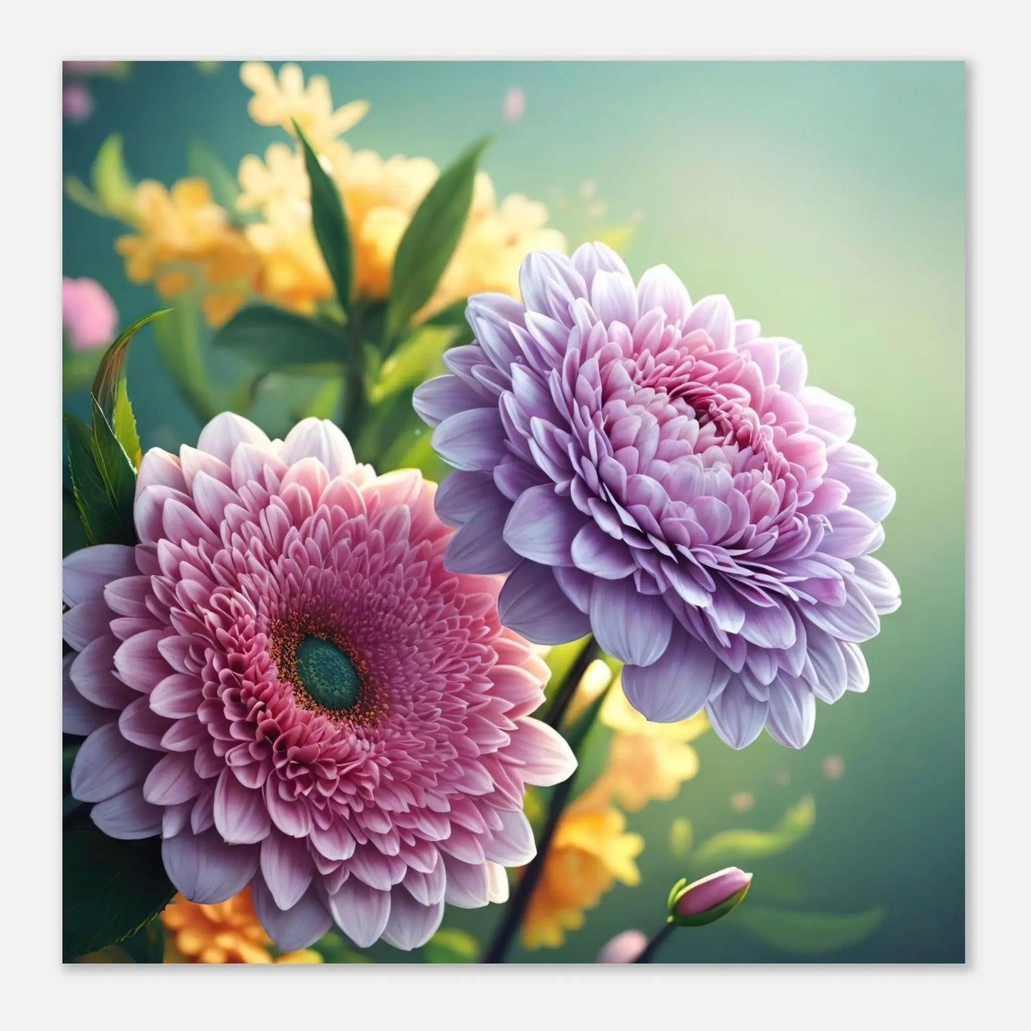 Aluminiumdruck - Crysanthemen Blumen - Foto Stil, KI-Kunst - RolConArt, Pflanzen,