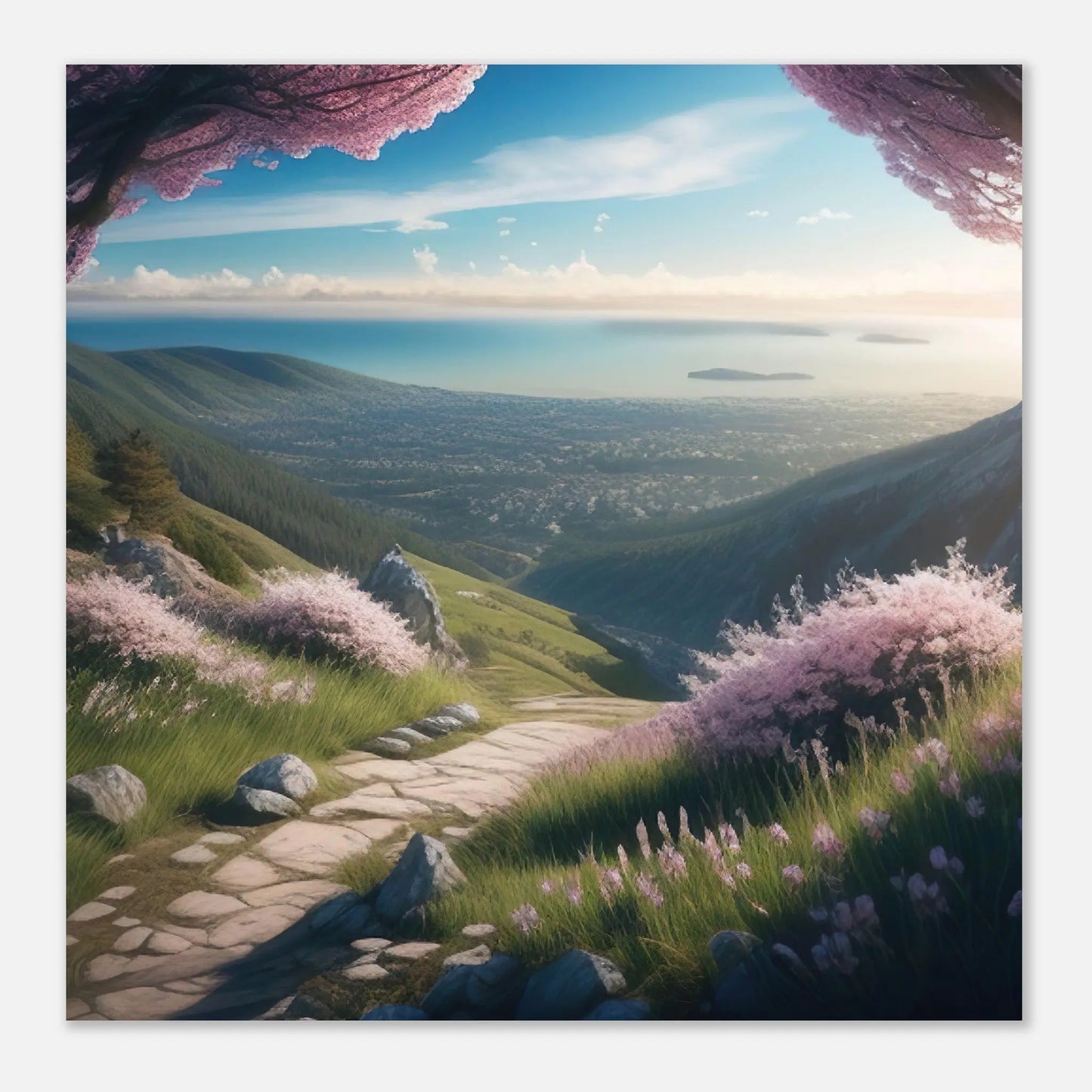 Moderner Forex-Druck - Bergpanorama - Foto-Stil, KI-Kunst - RolConArt, Landschaften,