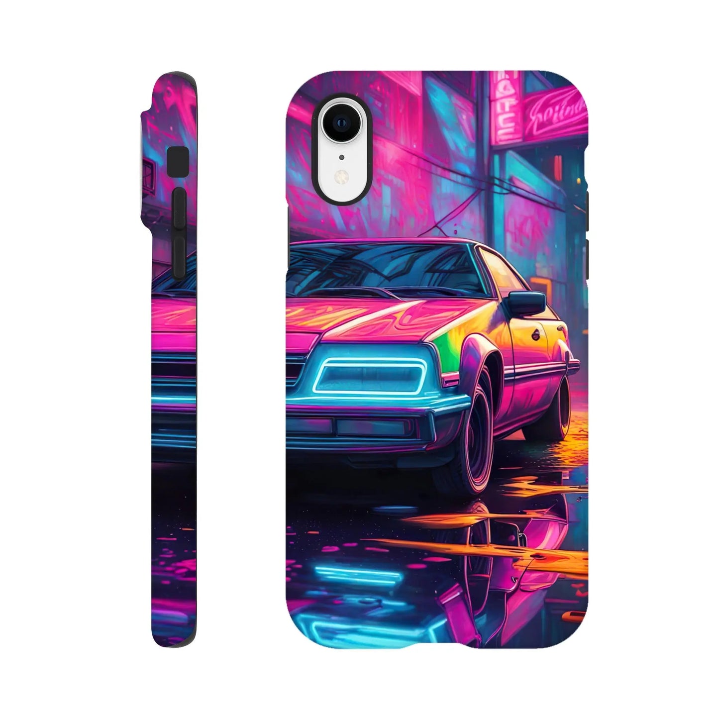 Smartphone-Hülle "Hart" - Retro Auto - Neon Stil, KI-Kunst RolConArt, Neon, iPhone-XR