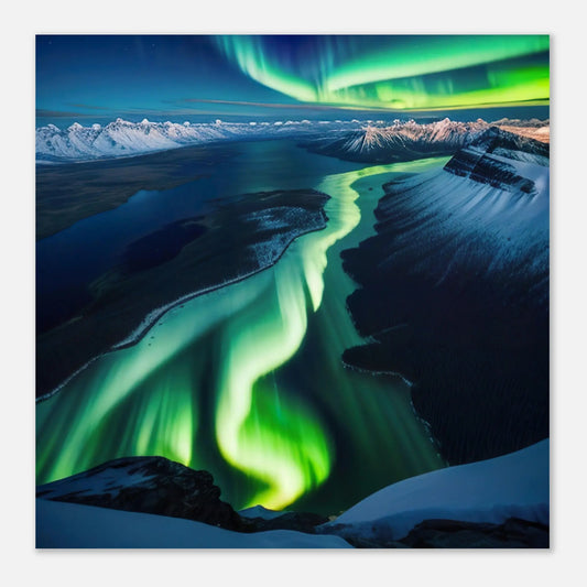 Moderner Forex-Druck -Bergpanorama, Polarlichter- Foto Stil, KI-Kunst - RolConArt, Landschaften,