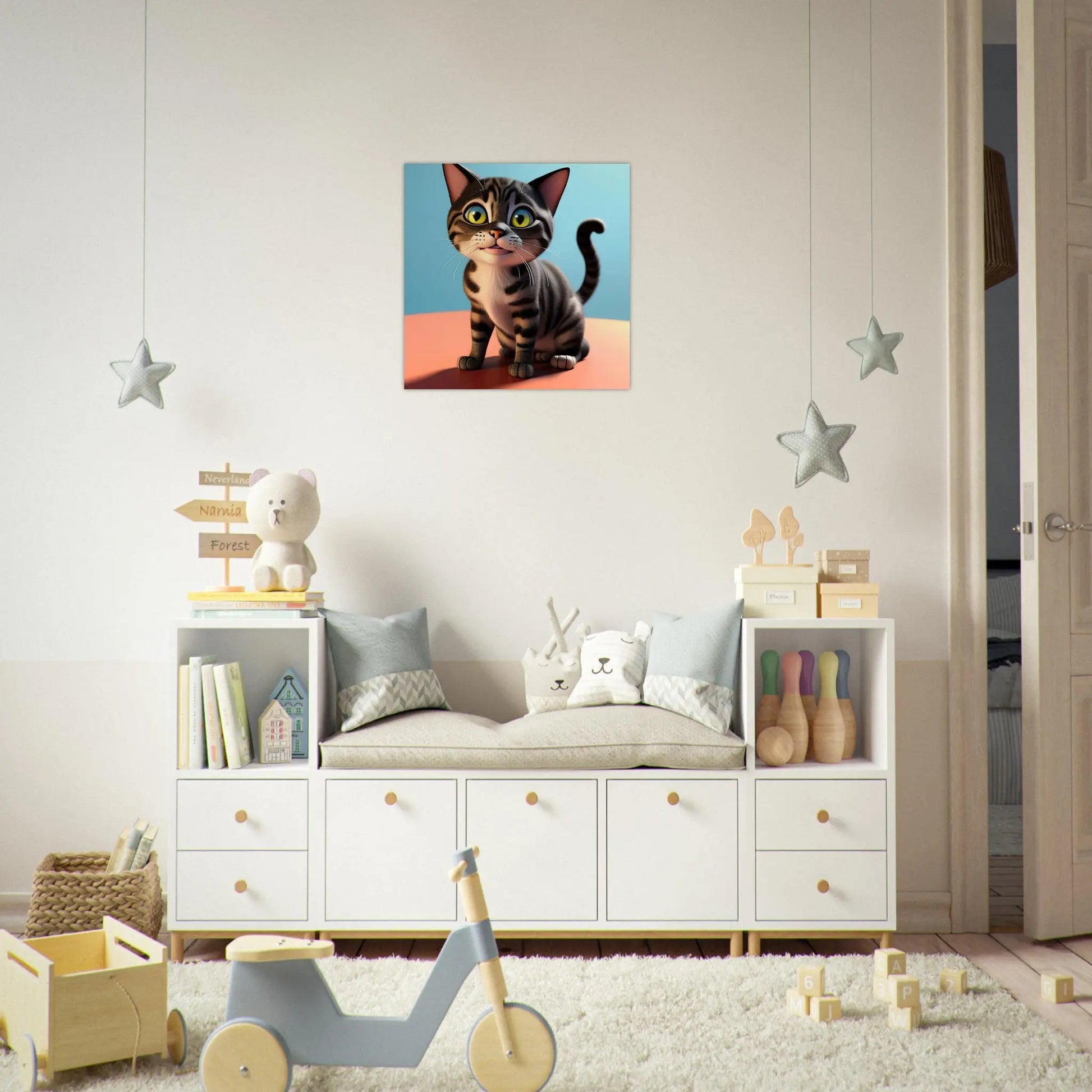 Aluminiumdruck - Niedliche Katze - Kinderbild, 3D-Stil, KI-Kunst RolConArt