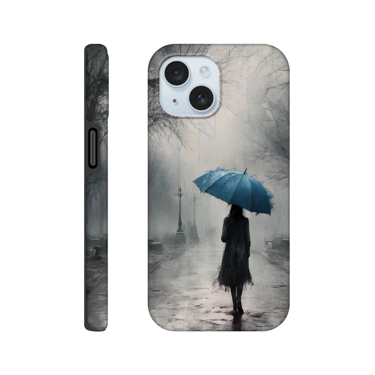 Smartphone-Hülle "Hart" - Frau Im Park - Düsterer Stil, KI-Kunst RolConArt, Malerischer Stil - Porträts, iPhone-15