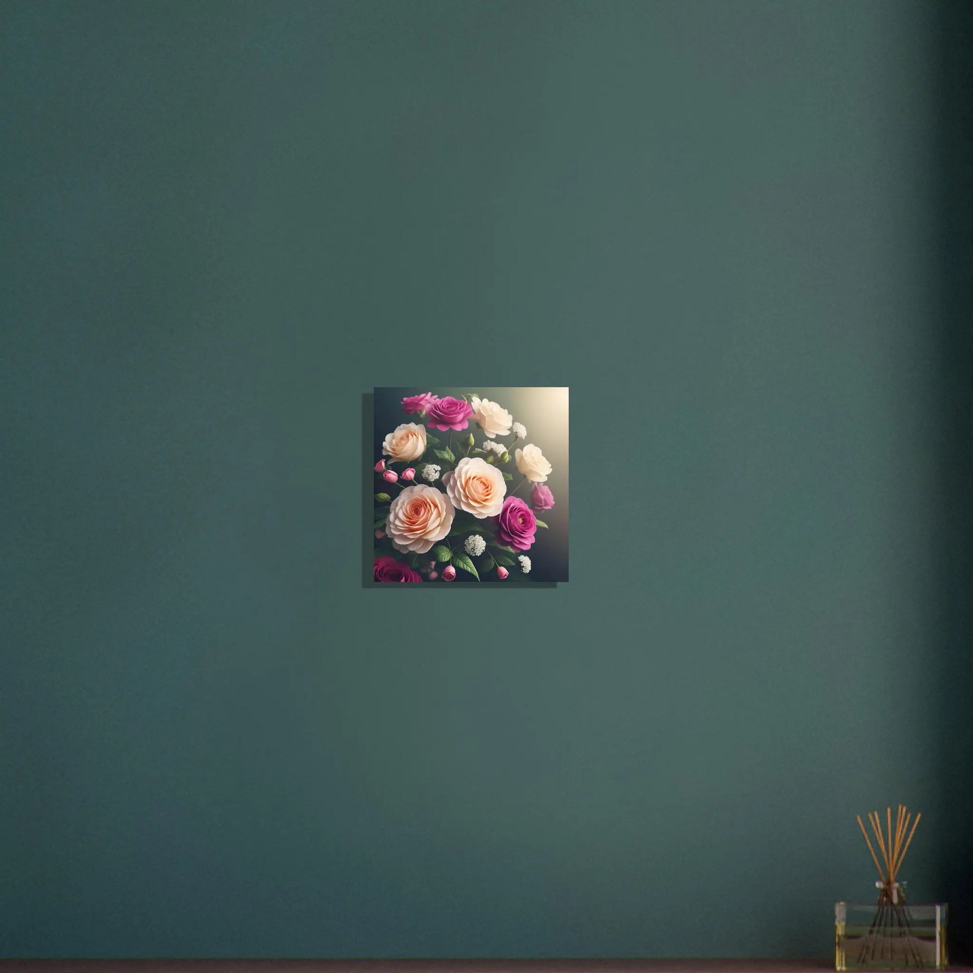 Aluminiumdruck - Rosen Blüten - Foto Stil, KI-Kunst - RolConArt, Pflanzen, 30x30-cm-12x12