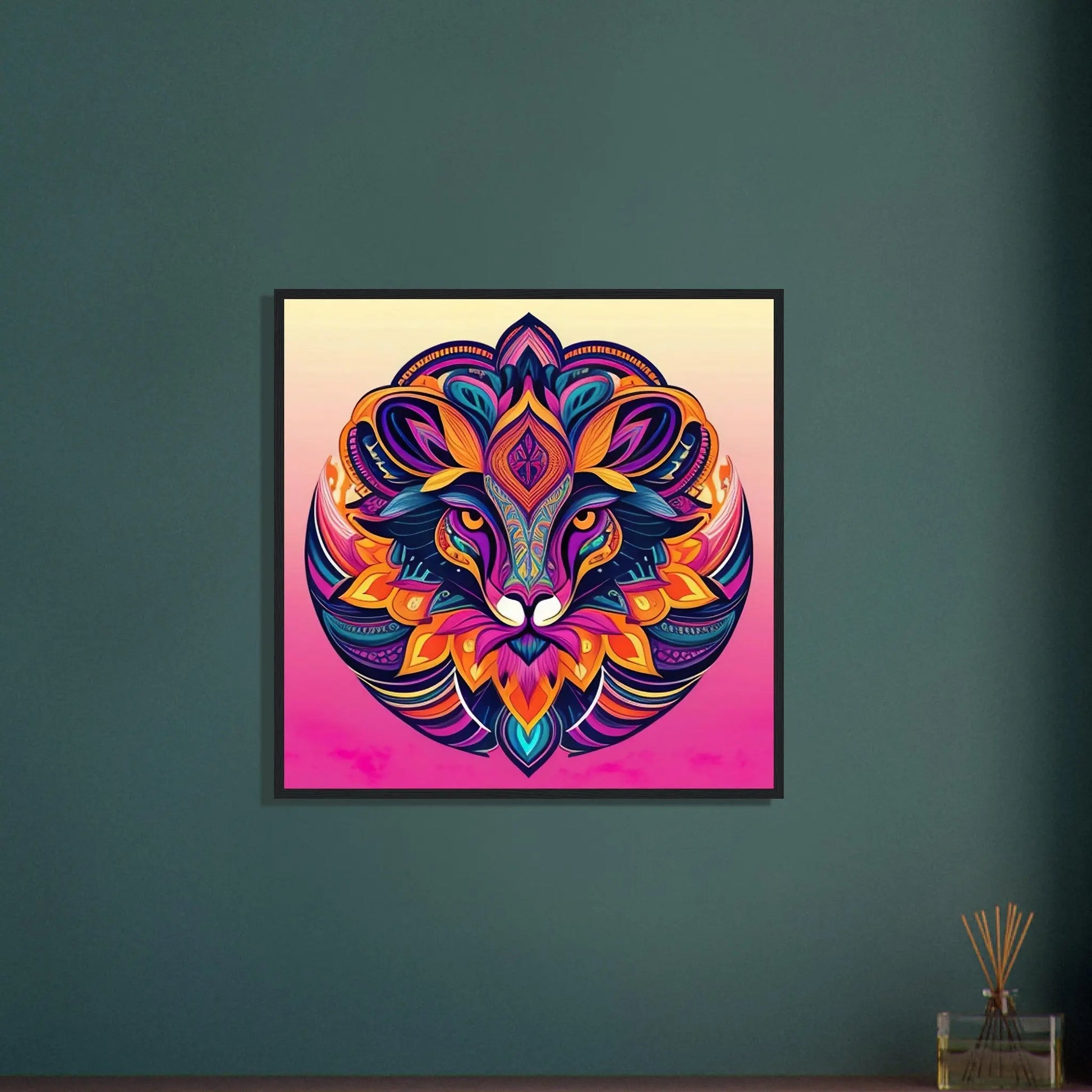 Gerahmtes Premium-Poster - Löwenenergie - Digitaler Stil, KI-Kunst - RolConArt, Kreative Vielfalt,