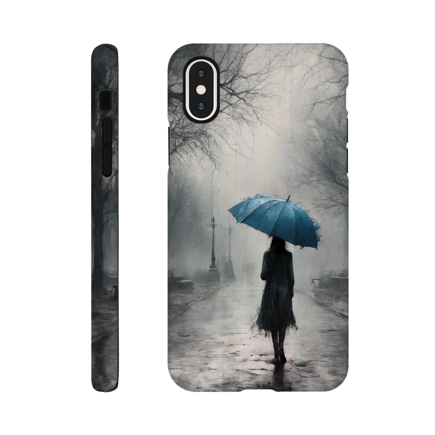 Smartphone-Hülle "Hart" - Frau Im Park - Düsterer Stil, KI-Kunst RolConArt, Malerischer Stil - Porträts, iPhone-X