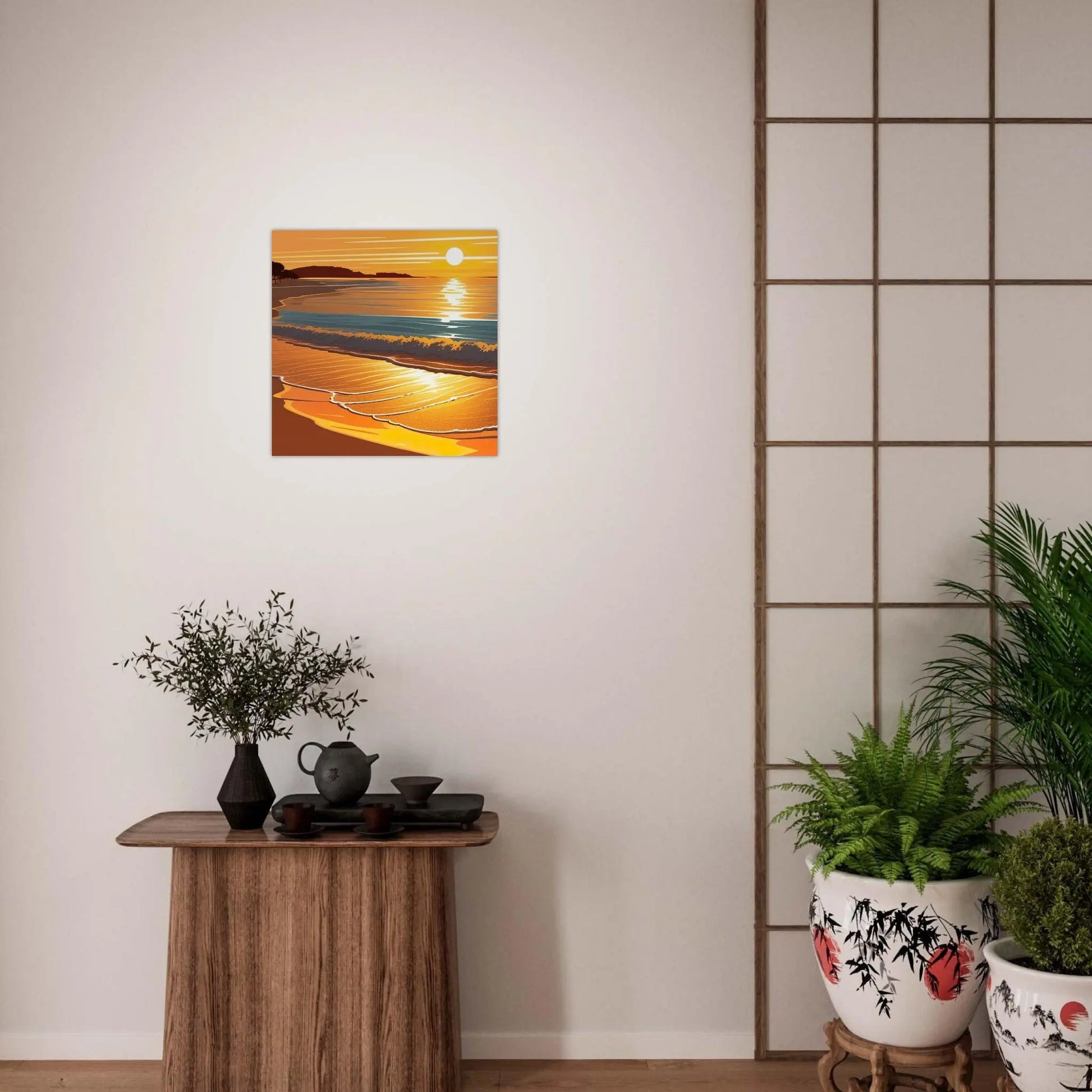 Moderner Forex-Druck - Abendsonne am Meer - Digitaler Stil, KI-Kunst - RolConArt, Landschaften,