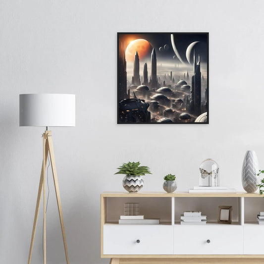 Gerahmtes Premium-Poster -Futuristische Welt- Digitaler Stil, KI-Kunst - RolConArt, Sci-Fi,