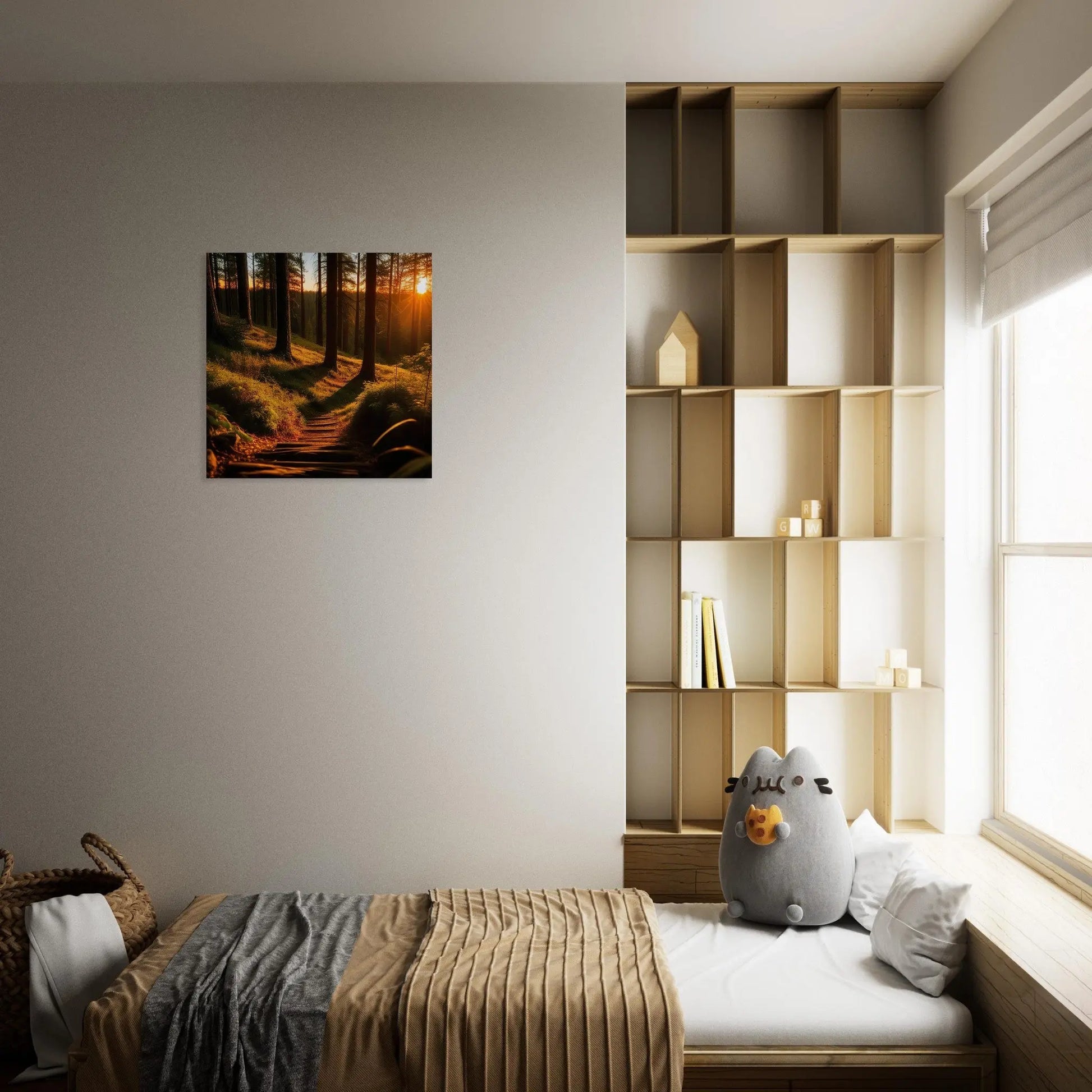 Moderner Forex-Druck - Waldlandschaft - Foto Stil, KI-Kunst - RolConArt, Landschaften,