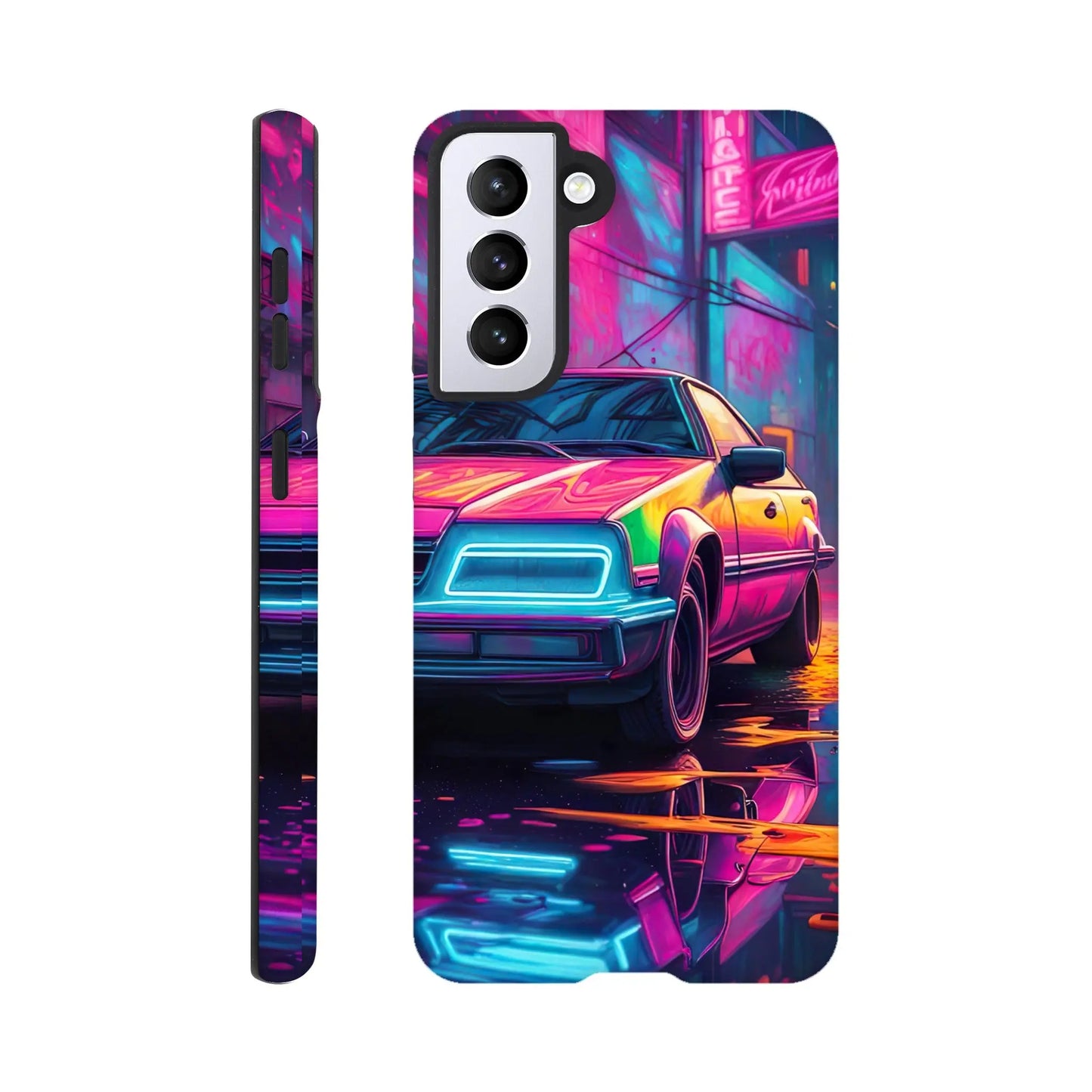 Smartphone-Hülle "Hart" - Retro Auto - Neon Stil, KI-Kunst RolConArt, Neon, Galaxy-S21