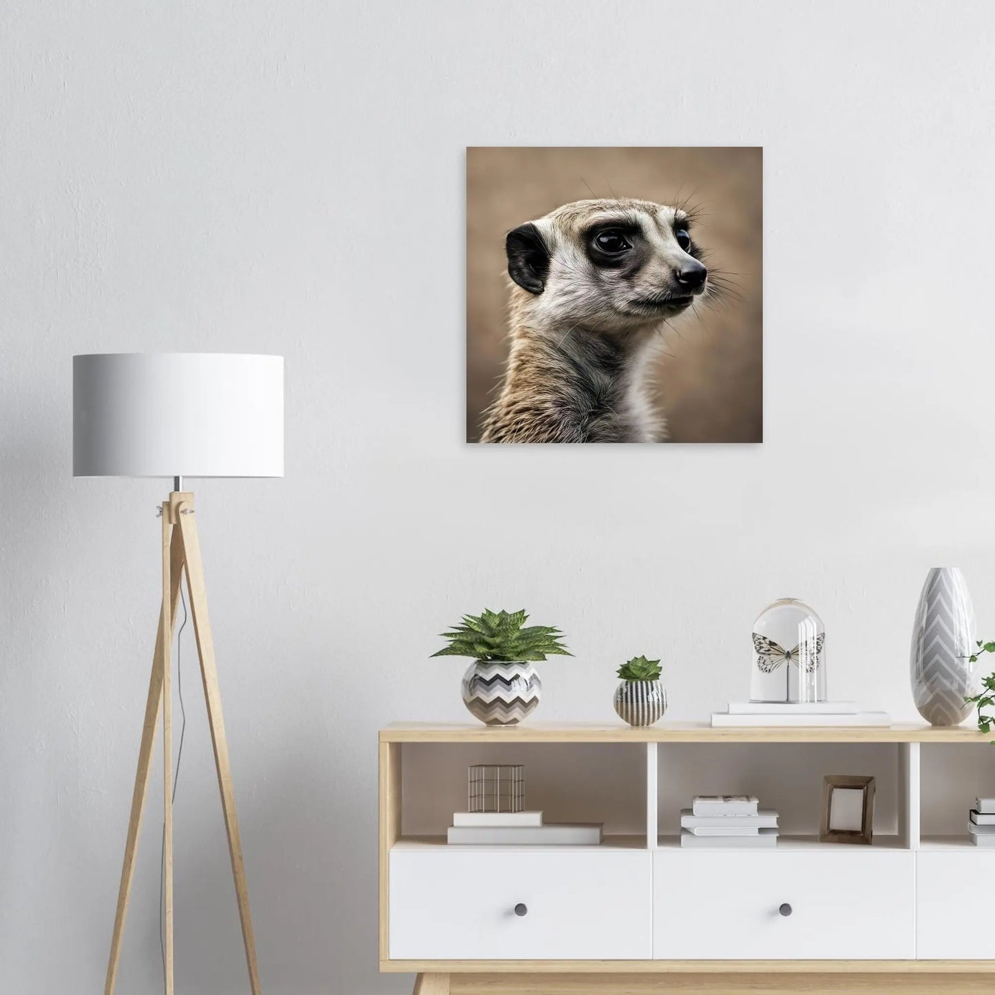 Moderner Forex-Druck - Erdmännchen - Foto Stil, KI-Kunst RolConArt