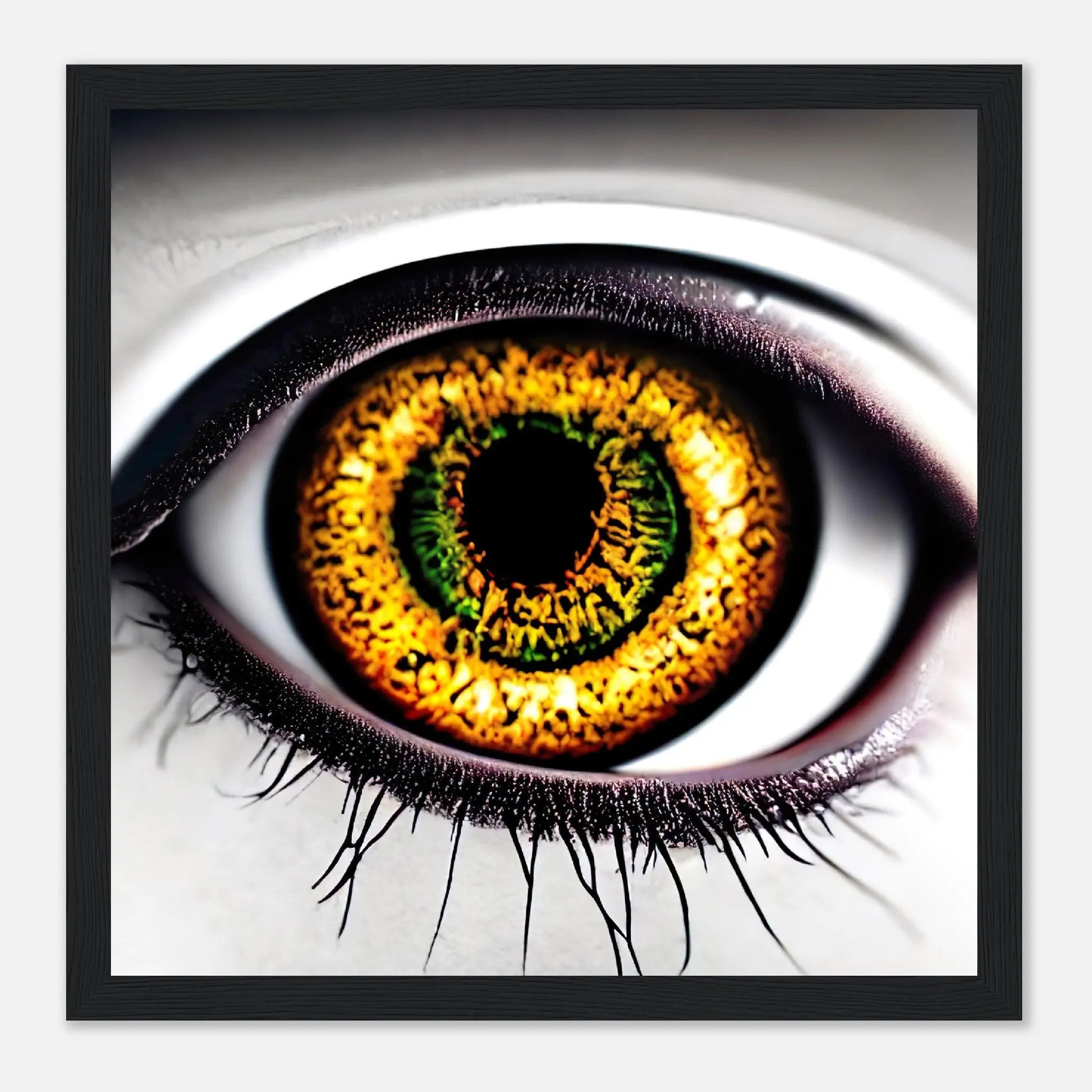Gerahmtes Premium-Poster - Abstraktes Auge - Foto Stil, KI-Kunst - RolConArt, Fotokunst - Kreative Vielfalt, 30x30-cm-12x12-Schwarz