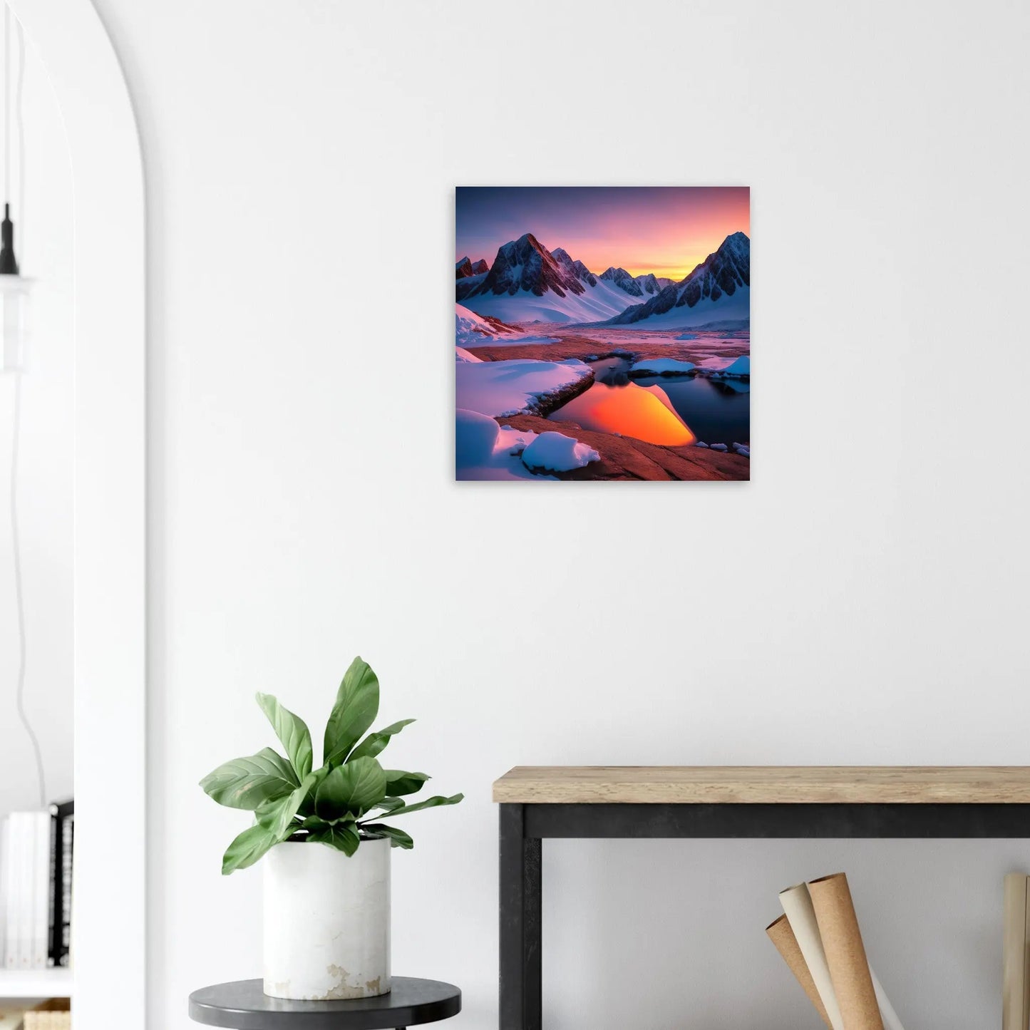 Moderner Forex-Druck - Berglandschaft mit Schnee - Foto Stil, KI-Kunst - RolConArt, Landschaften, 50x50-cm-20x20-Weiß