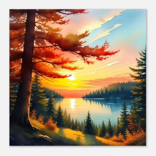 Moderner Forex-Druck - Landschaft mit See - Malerischer Stil, KI-Kunst - RolConArt, Landschaften,