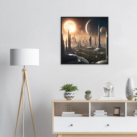 Gerahmtes Premium-Poster -Futuristische Welt- Digitaler Stil, KI-Kunst - RolConArt, Sci-Fi,