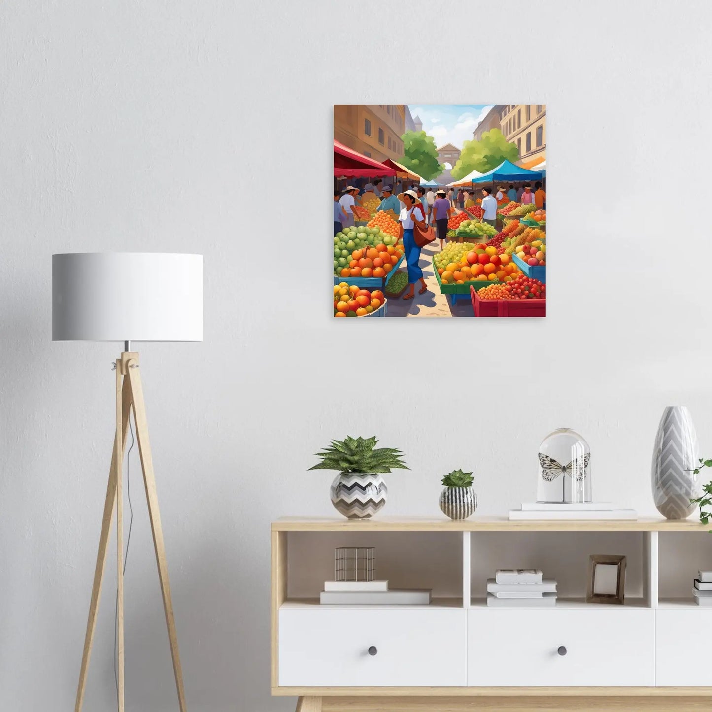 Moderner Forex-Druck - Obstmarkt - Malerischer Stil, KI-Kunst RolConArt