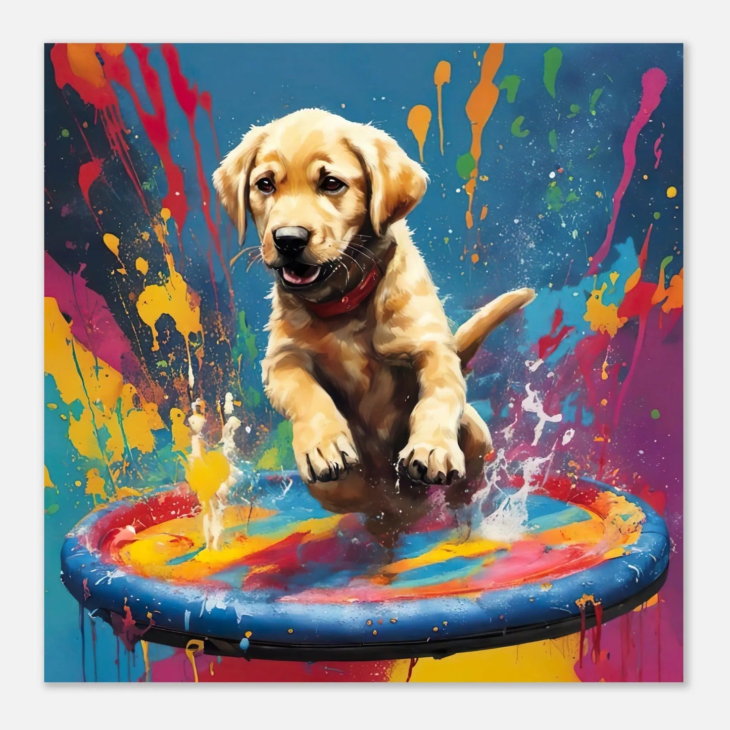 Aluminiumdruck - Labrador Retriever - Splash Art Stil, KI-Kunst RolConArt