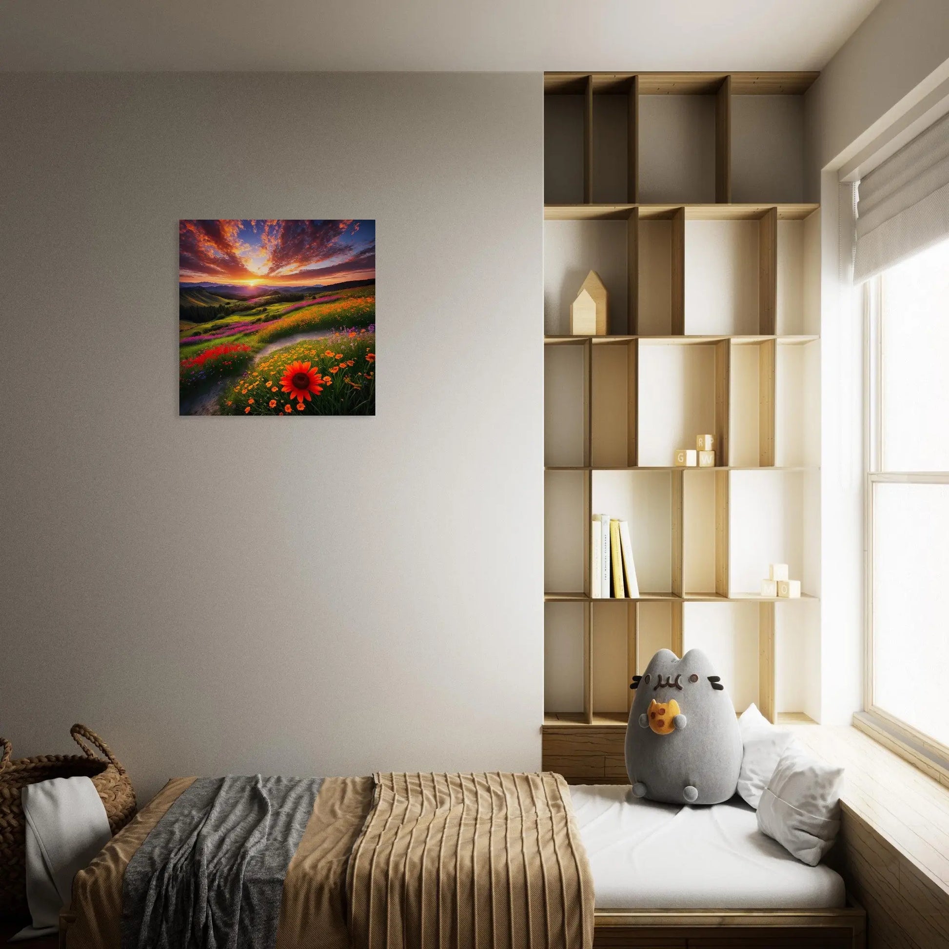 Moderner Forex-Druck - Blühende Berglandschaft - Foto Stil, KI-Kunst - RolConArt, Landschaften,