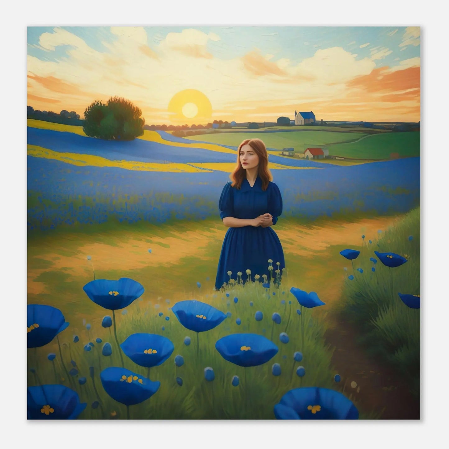 Moderner Forex-Druck - Blühende Landschaft - Malerischer Stil, KI-Kunst - RolConArt, Landschaften,