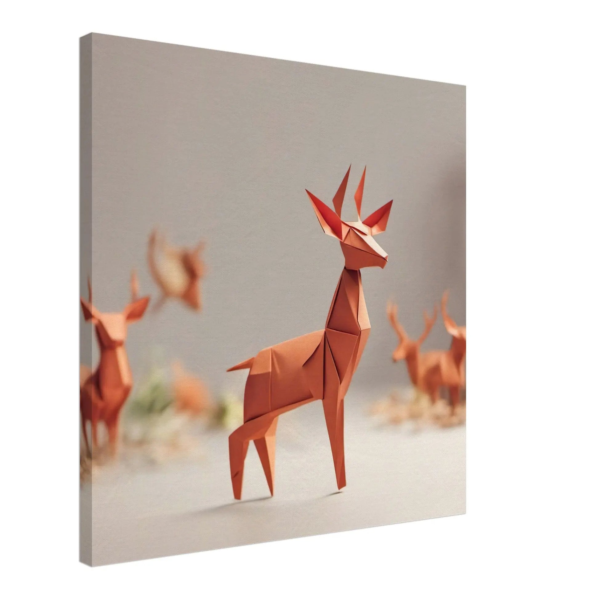 Leinwandbild - Hirsch - Origami Stil, KI-Kunst - RolConArt, Origami Kunst,