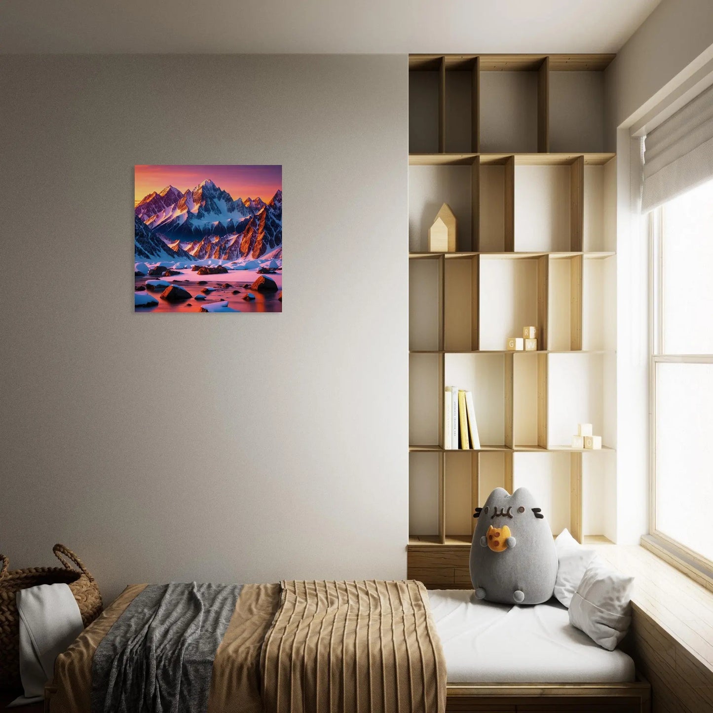 Moderner Forex-Druck - Berglandschaft mit Schnee - Foto Stil, KI-Kunst - RolConArt, Landschaften,