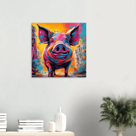 Aluminiumdruck - Hausschwein - Splash Art Stil, KI-Kunst RolConArt