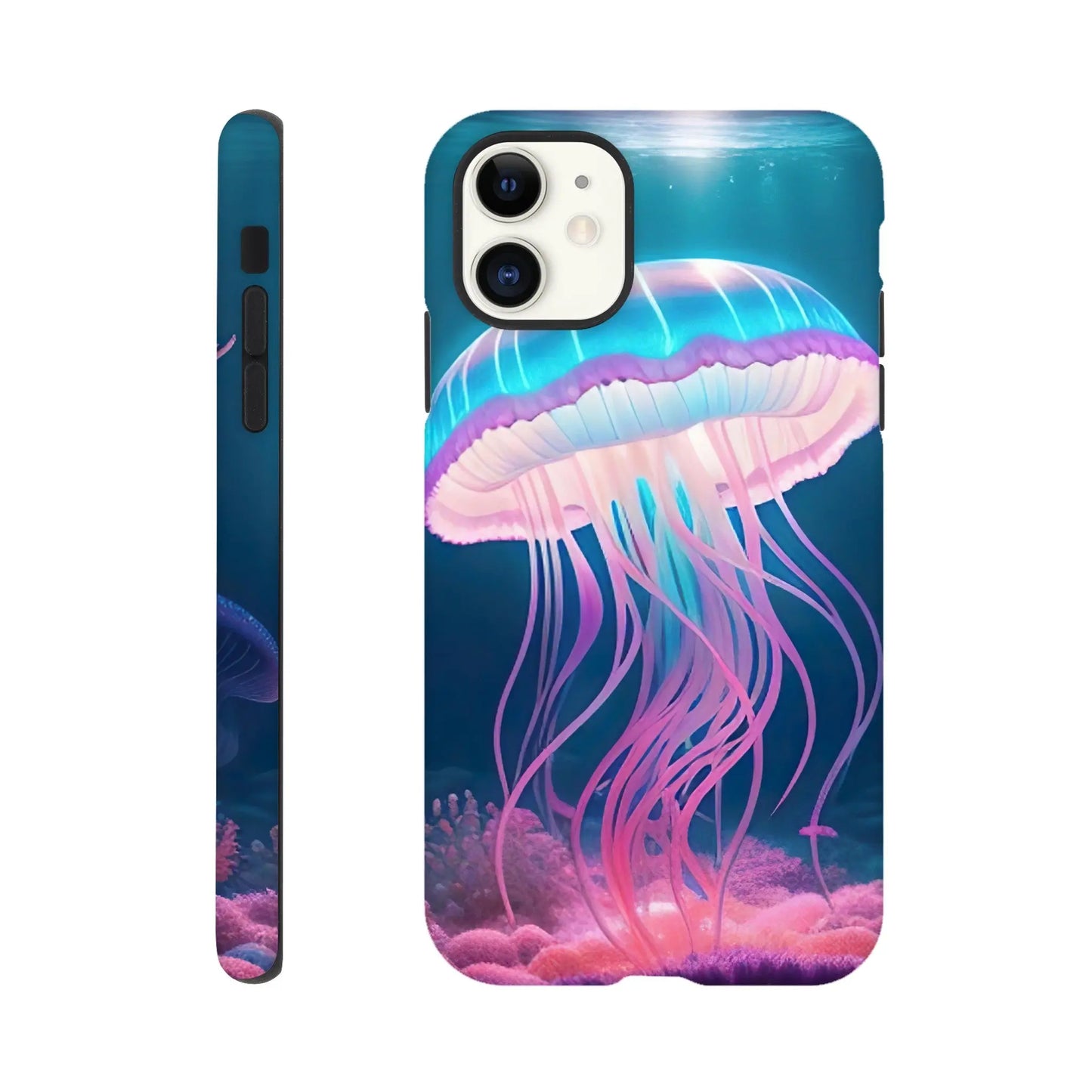 Smartphone-Hülle "Hart" - Qualle - Digitaler Stil, KI-Kunst RolConArt, Unterwasserlandschaften, iPhone-11