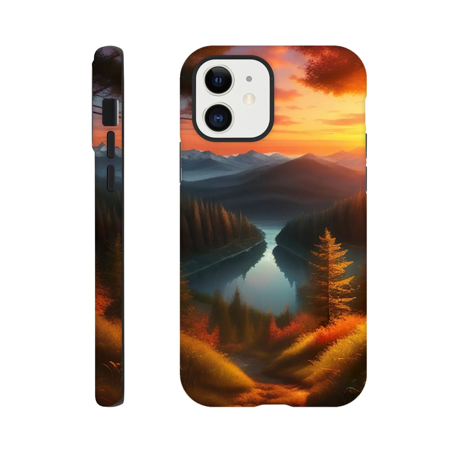 Smartphone-Hülle "Hart" - Bergpanorama - Digitaler Stil, KI-Kunst RolConArt, Landschaften, iPhone-12