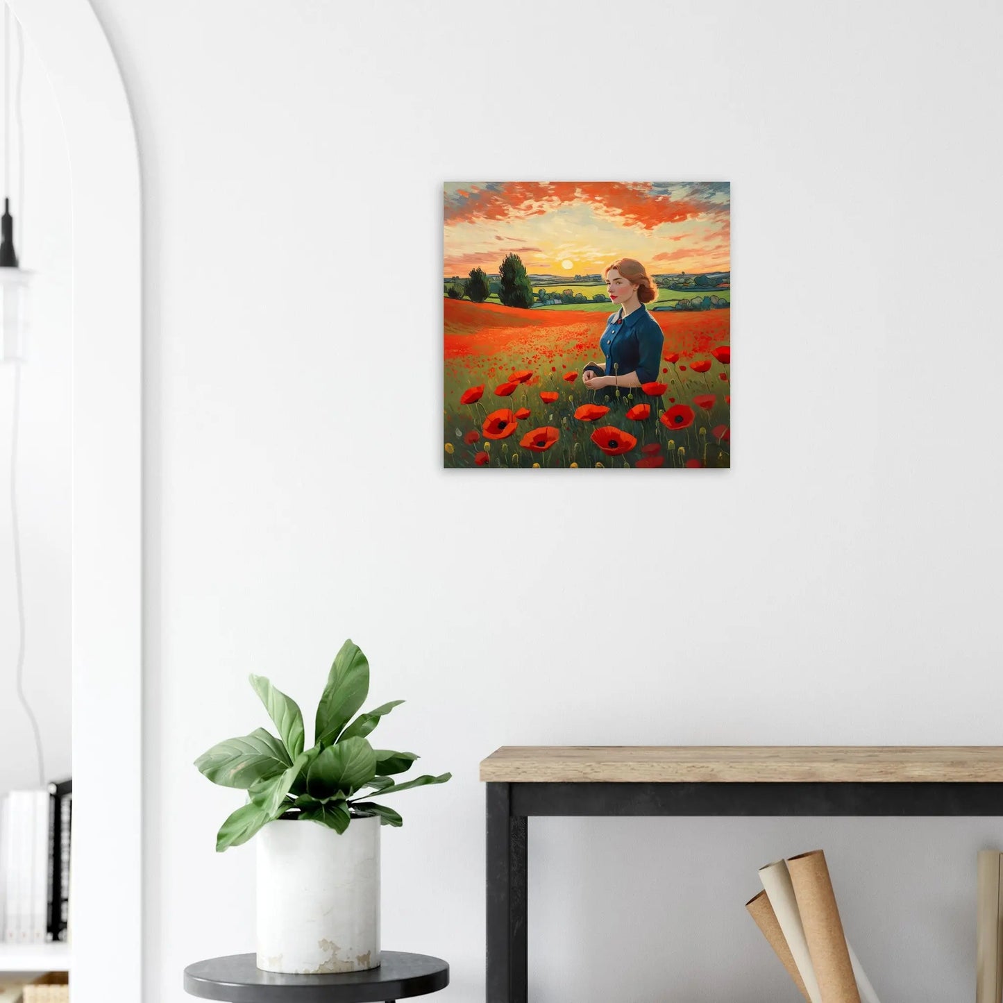 Moderner Forex-Druck - Blühende Landschaft - Malerischer Stil, KI-Kunst - RolConArt, Landschaften, 50x50-cm-20x20-Weiß