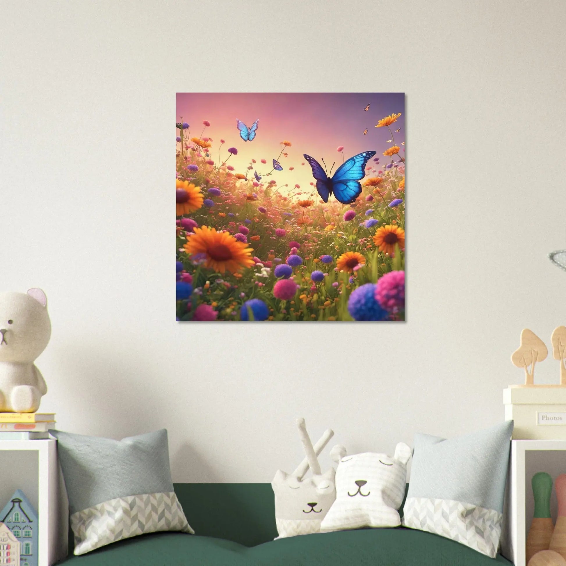 Aluminiumdruck - Blumenwiese - Kinderbild, 3D-Stil, KI-Kunst RolConArt