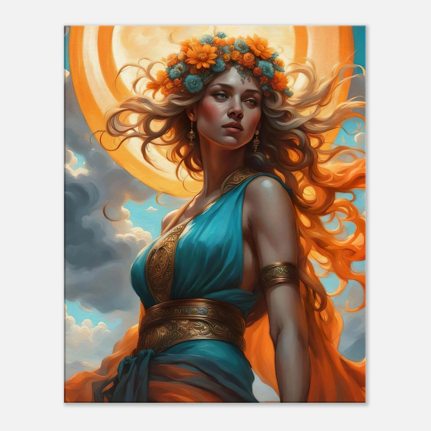 Leinwandbild - Frau in Magischer Umgebung - Malerischer Stil, KI-Kunst - RolConArt, Malerischer Stil - Porträts, 60x75-cm-24x30