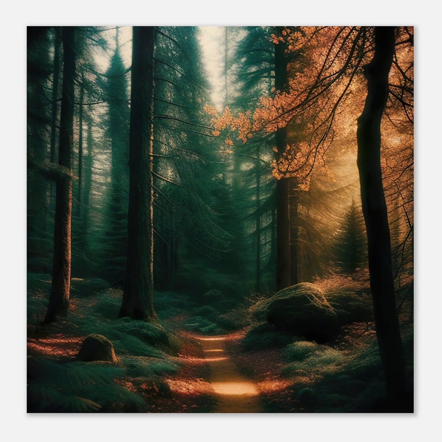 Moderner Forex-Druck - Waldlandschaft - Foto Stil, KI-Kunst - RolConArt, Landschaften,