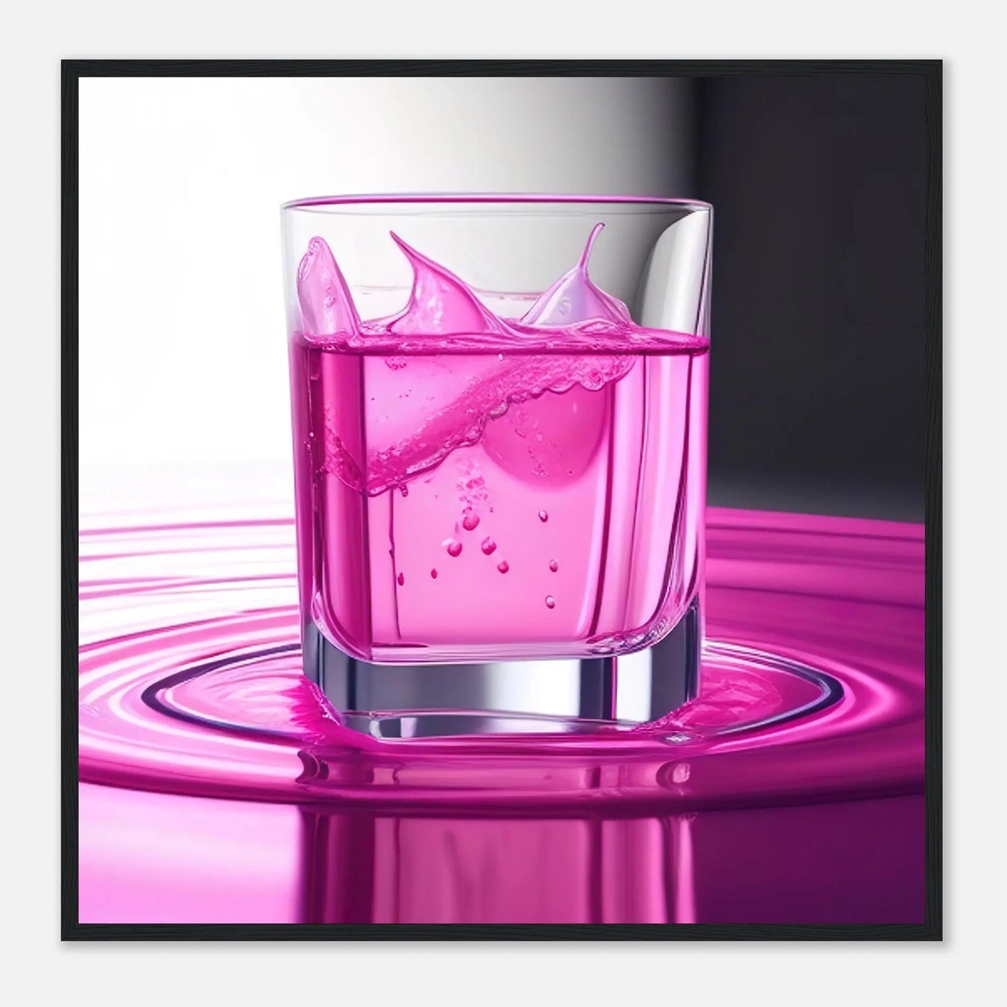 Gerahmtes Premium-Poster - Erfrischendes Rosa - Foto Stil, KI-Kunst - RolConArt, Kreative Vielfalt, 70x70-cm-28x28-Schwarzer-Rahmen