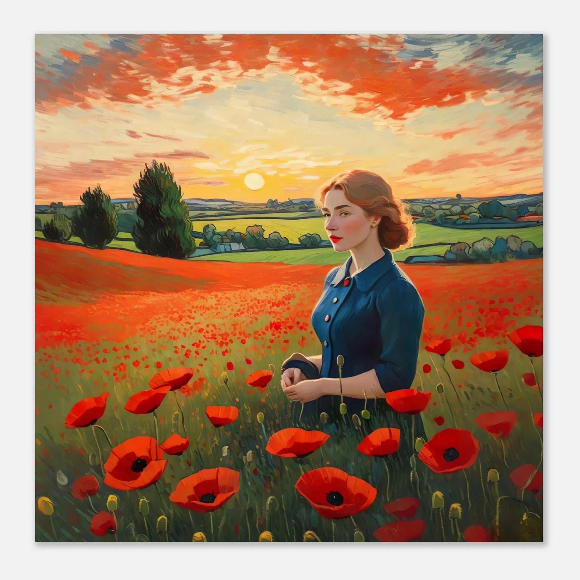 Moderner Forex-Druck - Blühende Landschaft - Malerischer Stil, KI-Kunst - RolConArt, Landschaften,