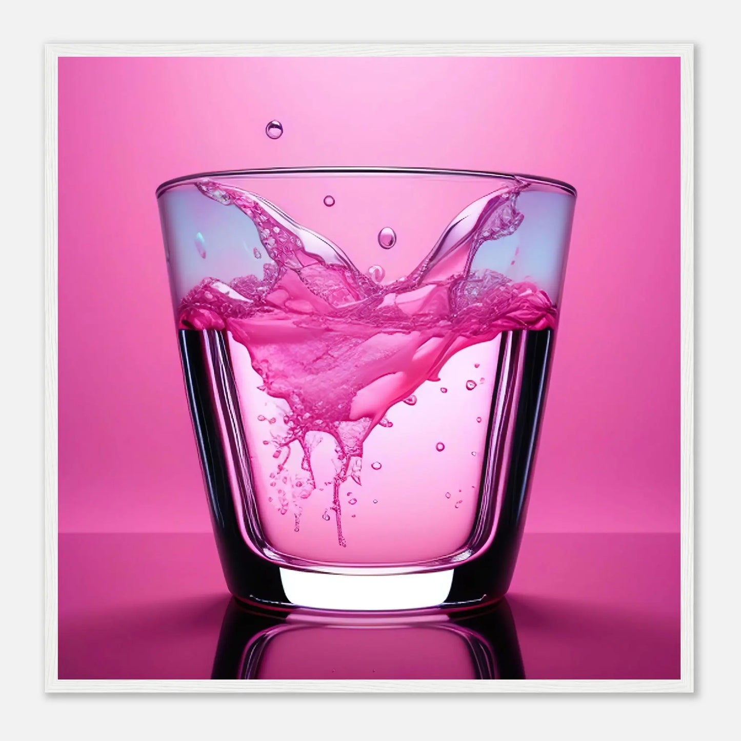 Gerahmtes Premium-Poster - Erfrischendes Rosa - Foto Stil, KI-Kunst - RolConArt, Kreative Vielfalt, 70x70-cm-28x28-Weißer-Rahmen