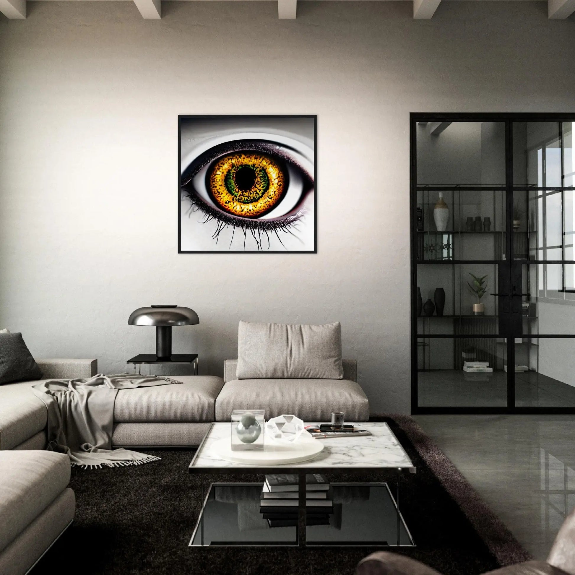 Gerahmtes Premium-Poster - Abstraktes Auge - Foto Stil, KI-Kunst - RolConArt, Fotokunst - Kreative Vielfalt,