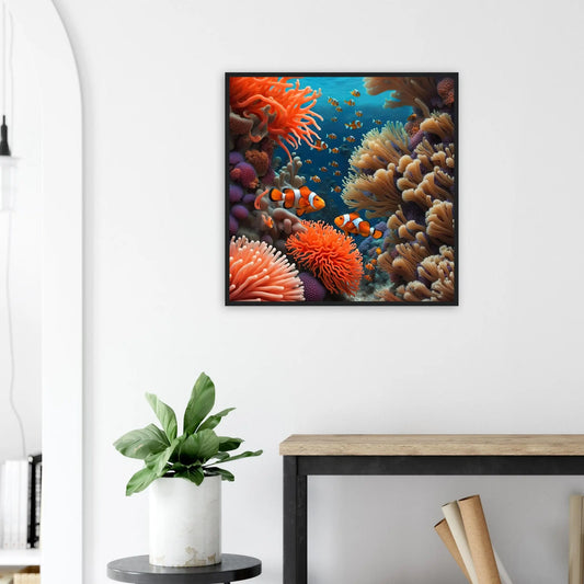 Gerahmtes Premium-Poster - Unterwasserwelt - Digitaler Stil, KI-Kunst - RolConArt, Unterwasserlandschaften,