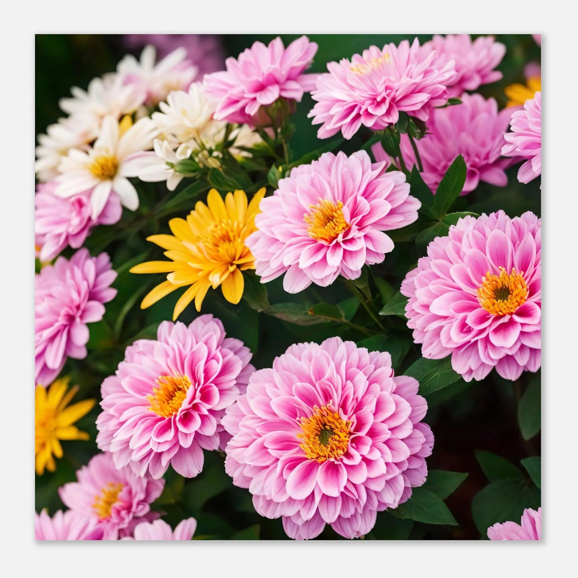 Aluminiumdruck - Dahlien Blumen - Foto Stil, KI-Kunst - RolConArt, Pflanzen,