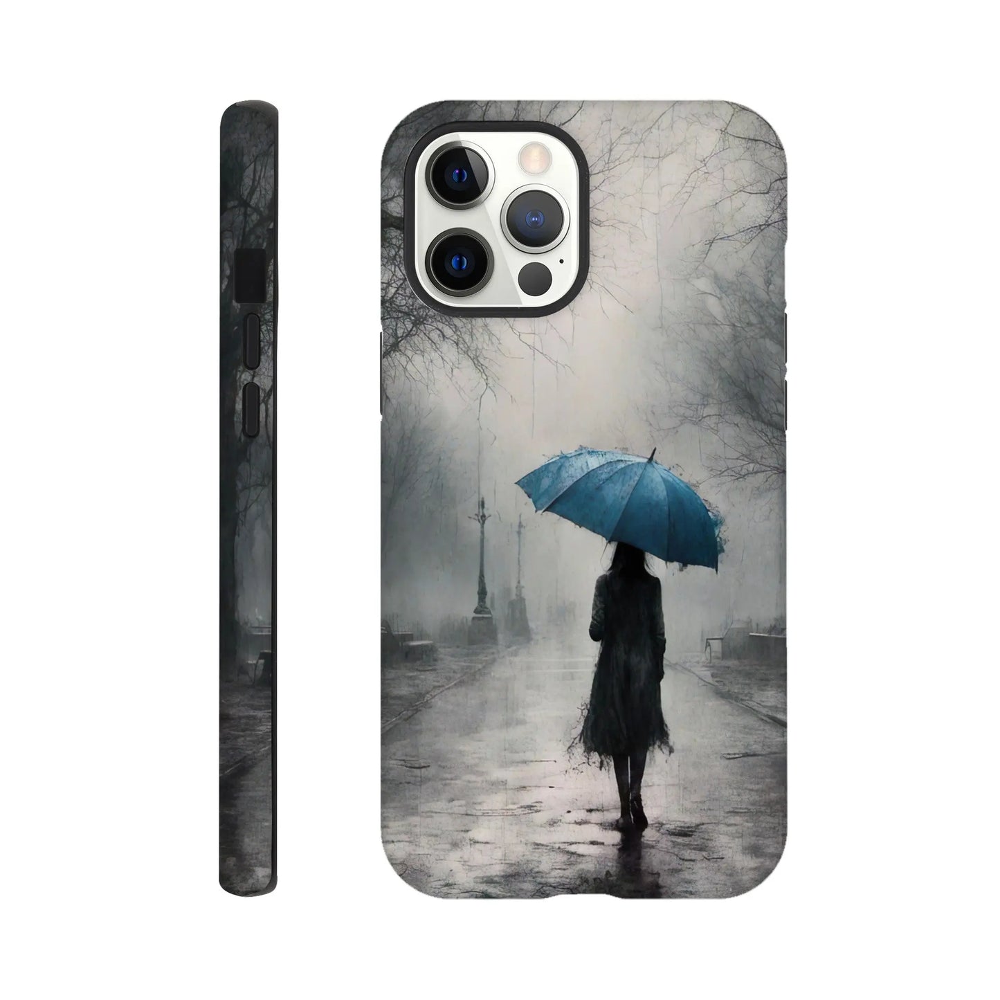 Smartphone-Hülle "Hart" - Frau Im Park - Düsterer Stil, KI-Kunst RolConArt, Malerischer Stil - Porträts, iPhone-12-Pro-Max