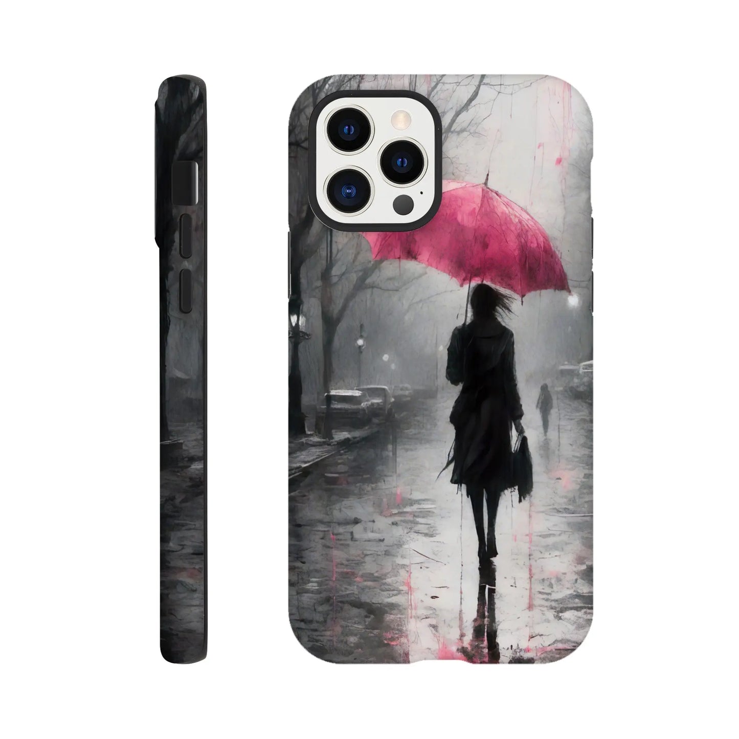 Smartphone-Hülle "Hart" - Frau Im Park - Düsterer Stil, KI-Kunst RolConArt, Malerischer Stil - Porträts, iPhone-12-Pro