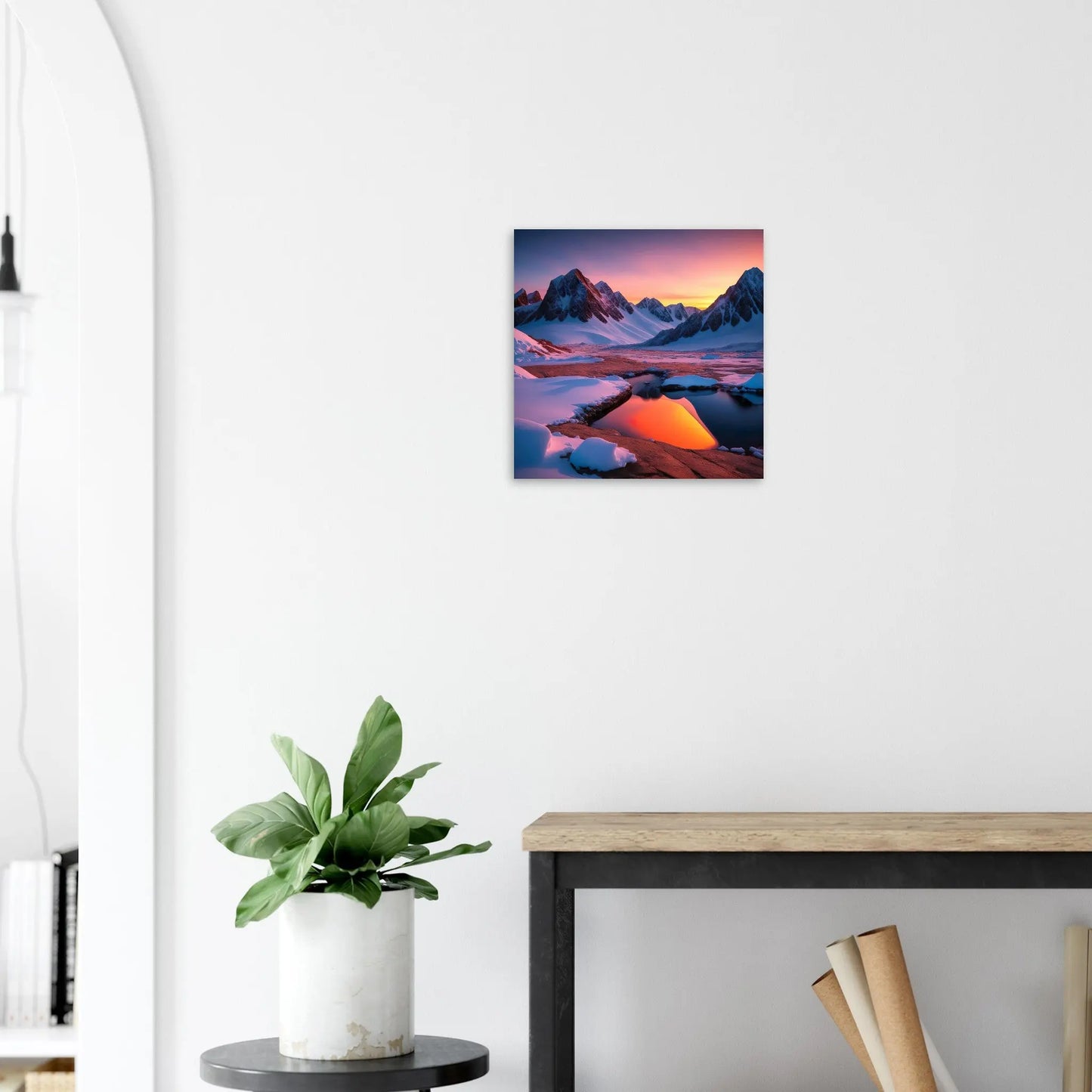 Moderner Forex-Druck - Berglandschaft mit Schnee - Foto Stil, KI-Kunst - RolConArt, Landschaften, 40x40-cm-16x16-Schwarz