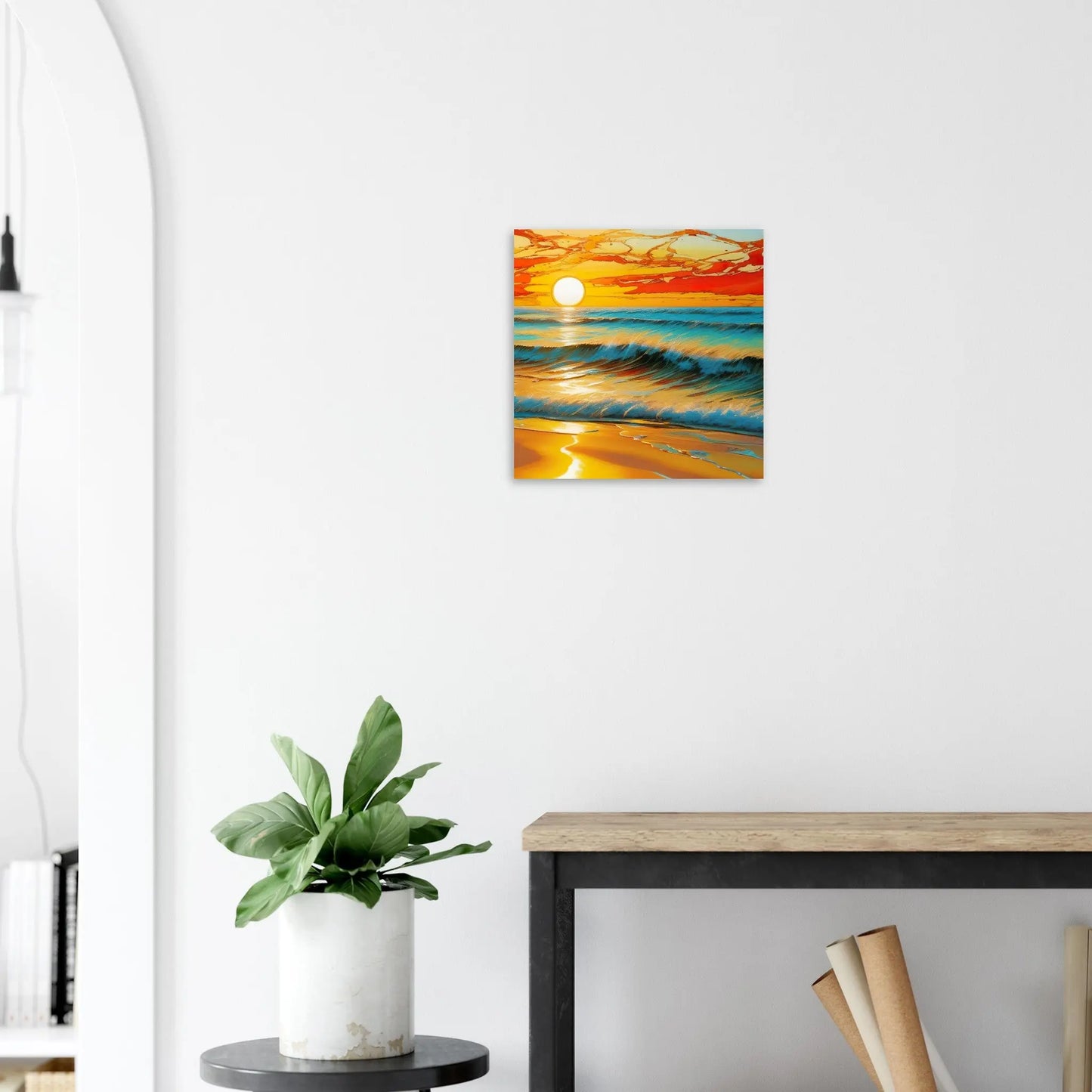 Moderner Forex-Druck - Kraftvolles Meer - Digitaler Stil, KI-Kunst - RolConArt, Landschaften, 40x40-cm-16x16-Weiß