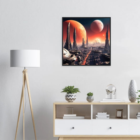 Gerahmtes Premium-Poster -Futuristische Welt- Digitaler Stil, KI-Kunst - RolConArt, Sci-Fi,