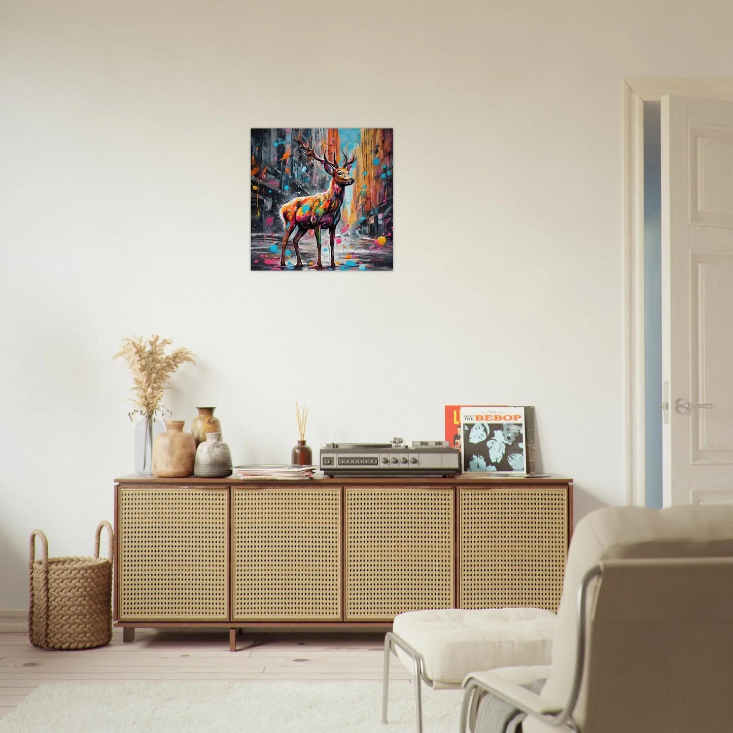 Aluminiumdruck - Hirsch - Splash Art Stil, KI-Kunst RolConArt