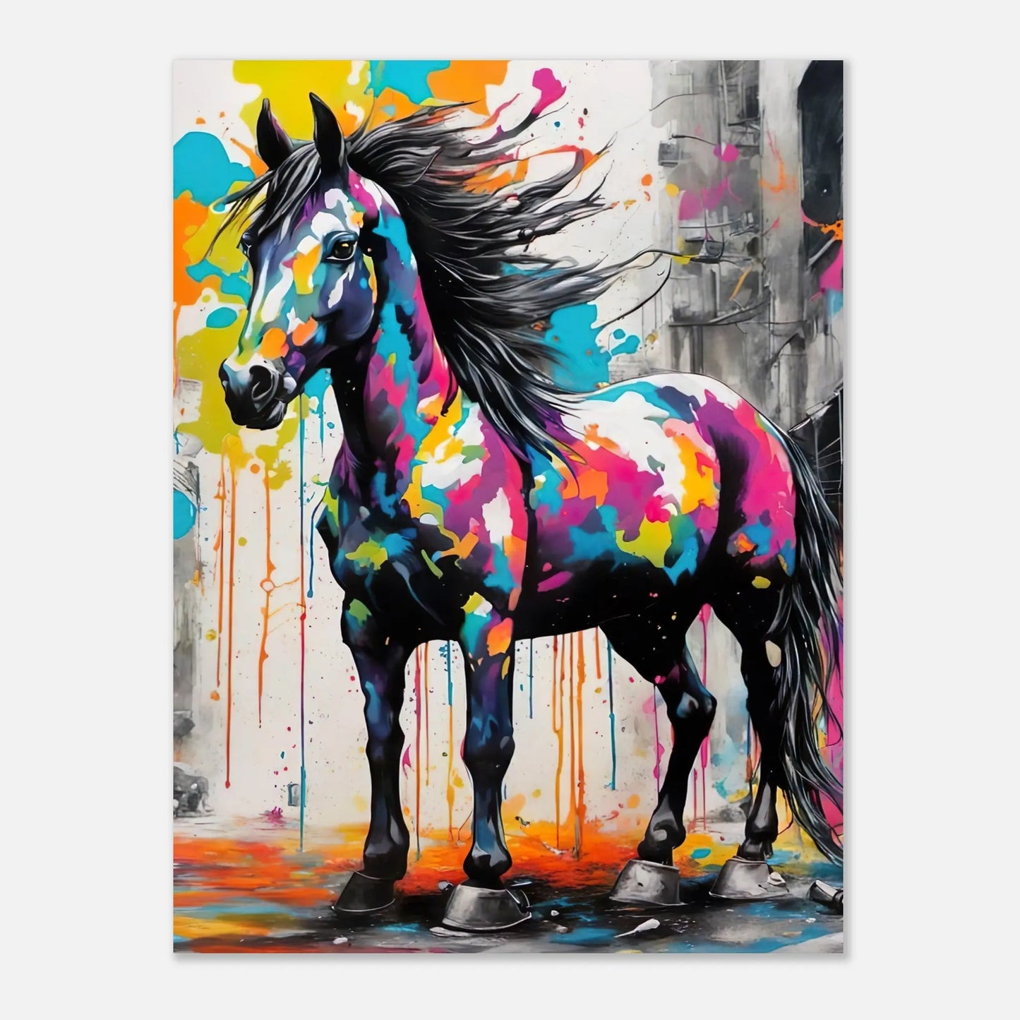 Aluminiumdruck - Pferd - Splash Art Stil, KI-Kunst RolConArt