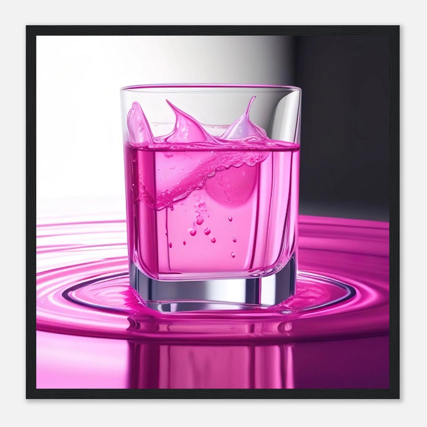 Gerahmtes Premium-Poster - Erfrischendes Rosa - Foto Stil, KI-Kunst - RolConArt, Kreative Vielfalt, 50x50-cm-20x20-Schwarzer-Rahmen