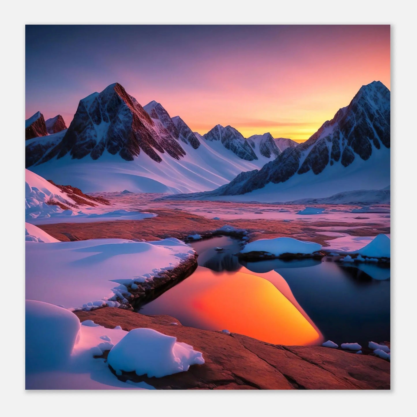 Moderner Forex-Druck - Berglandschaft mit Schnee - Foto Stil, KI-Kunst - RolConArt, Landschaften,