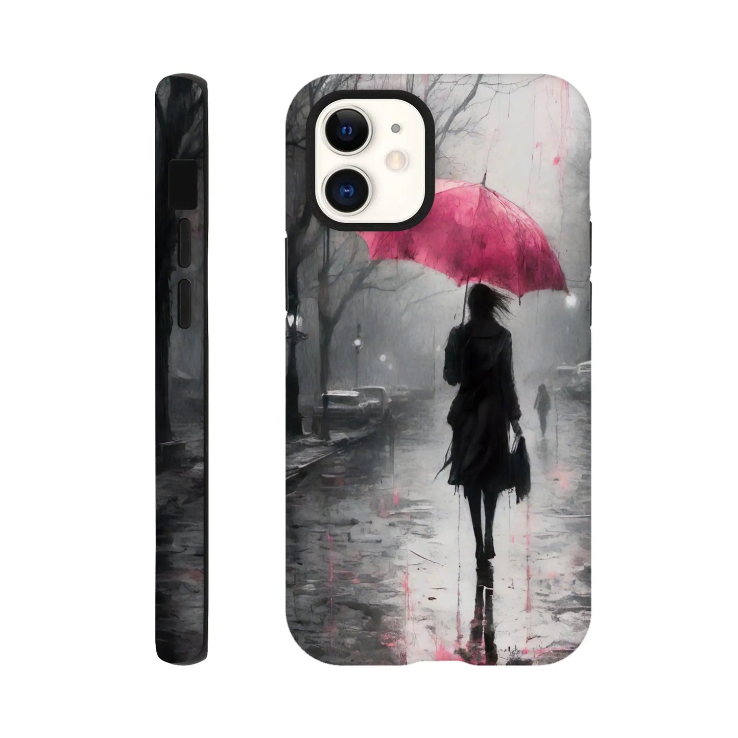 Smartphone-Hülle "Hart" - Frau Im Park - Düsterer Stil, KI-Kunst RolConArt, Malerischer Stil - Porträts, iPhone-12-Mini