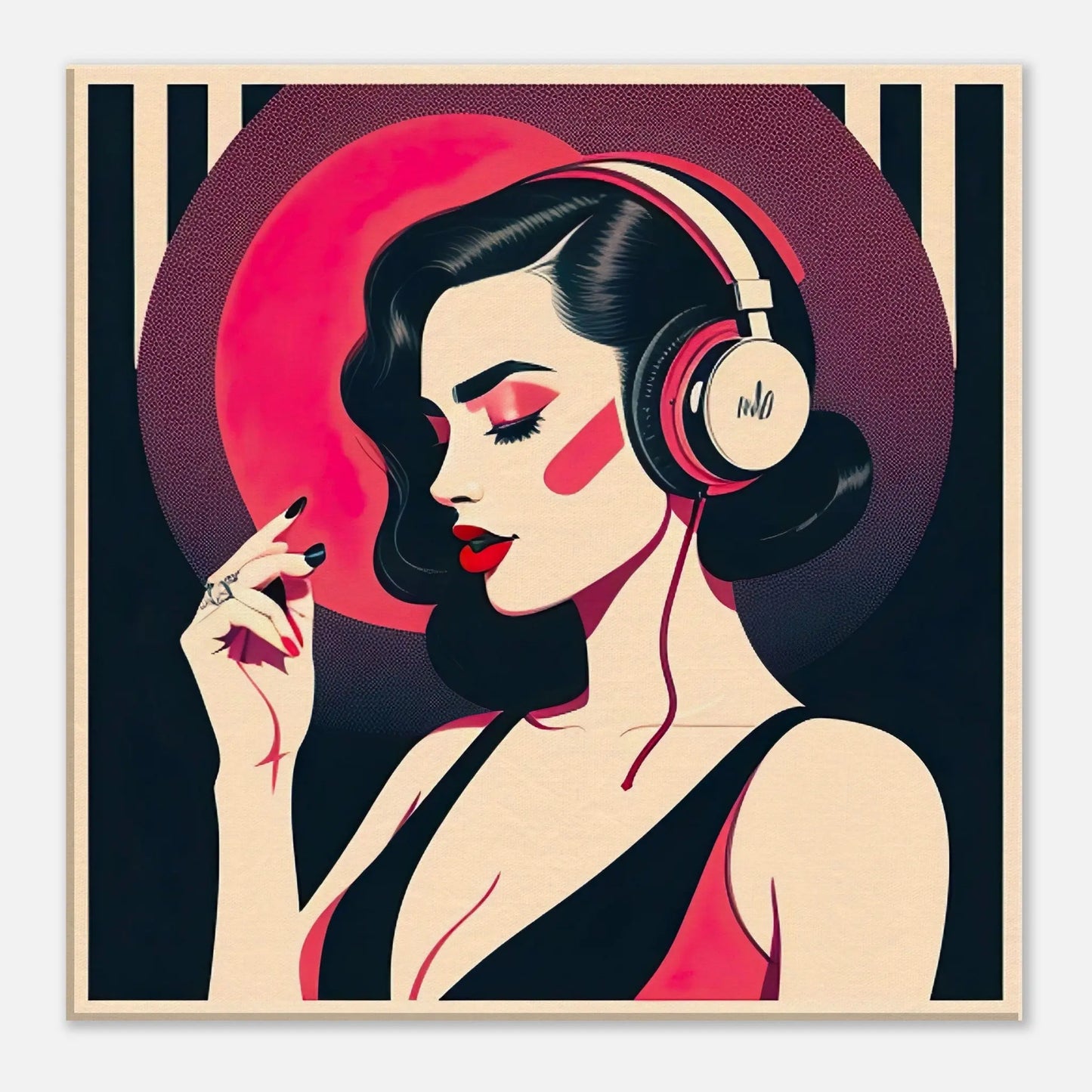 Leinwandbild - Frauenporträt im Retro Stil, KI-Kunst - RolConArt, Retro - Porträts, 40x40-cm-16x16